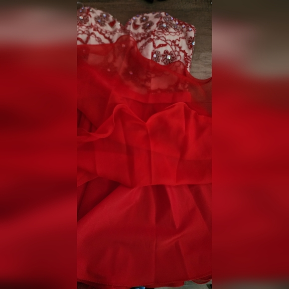 NWT Narianna Prom Illusion Embellished Red Mini Dress‎ Jr XL - Picture 6 of 7
